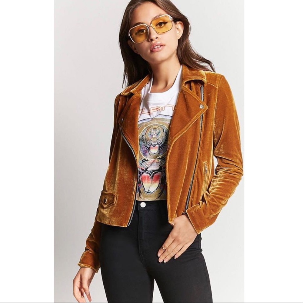 Rusted orange velvet motor jacket